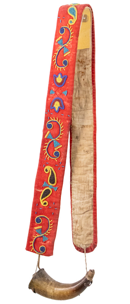 Classic Period Powder Horn with Beaded Strap, circa 1865