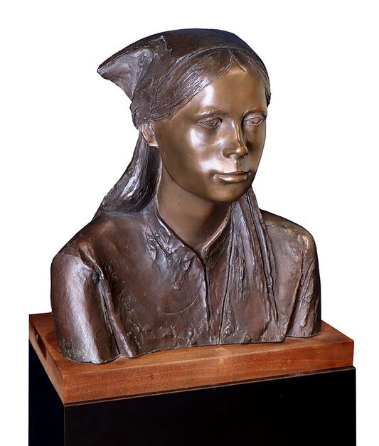Woman with Babushka (Bronze Sculpture of a Woman), Sculpture