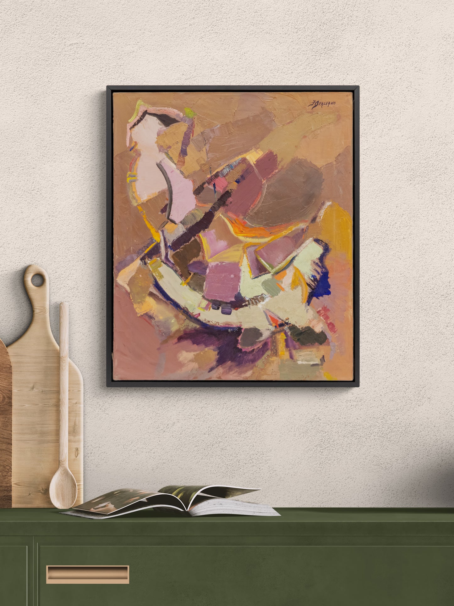 Galaxie #122 (Abstract Composition in Mauve, Violet, Yellow, and Taupe), Painting, 1971