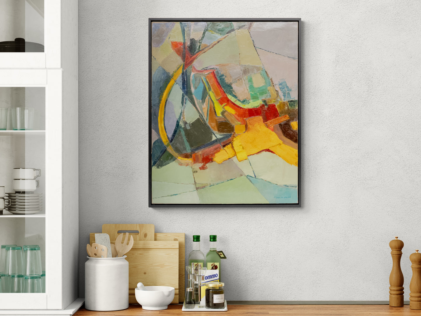 Untitled (Abstract Orange, Red, and Yellow on a Green Field), Painting, 1965