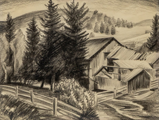 Untitled (Farm in the Hills), Drawing