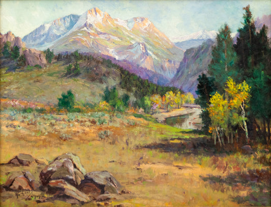Colorado Landscape (Longs Peak in Autumn), Painting, circa 1920-1940