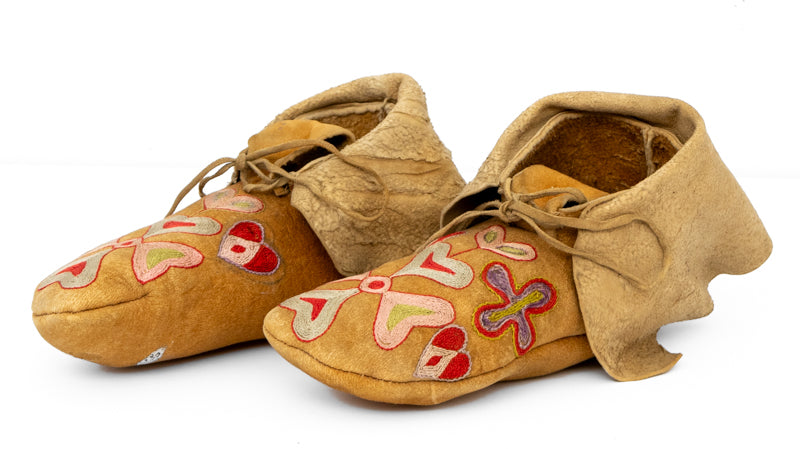Pair of Plateau Embroidered Buckskin Moccasins, circa 1880