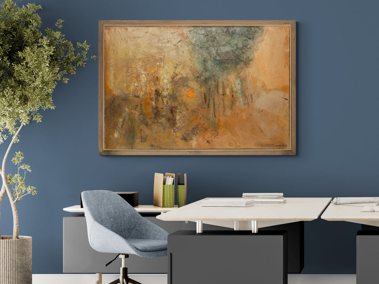 Collina-Città (Abstract of a Hill Town, Italy), Painting, 1958