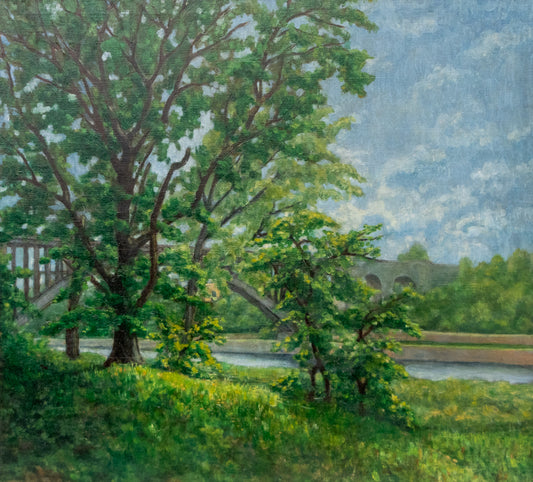 Untitled (High Bridge, Along the Harlem River Drive, New York), Painting, dated 1924