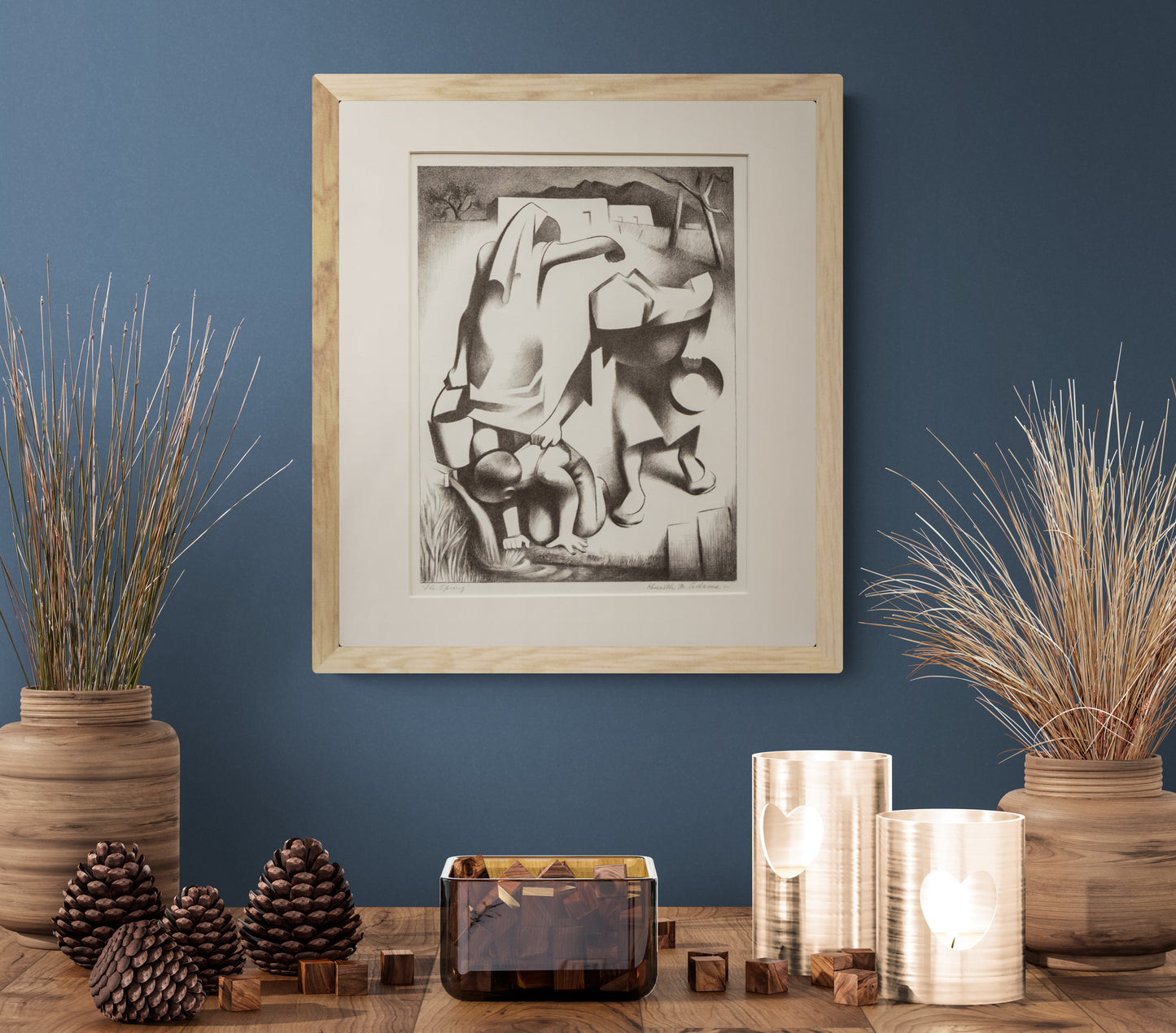 The Spring (Abstracted Figures Retrieve Water From A Spring), Print