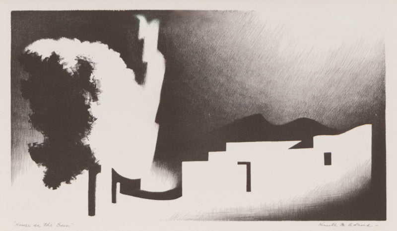 Kenneth Adams (1897-1966) artwork for sale. House in the Sun (New Mexico Adobe House), Print, 1950, Denver, Colorado, Art Gallery)