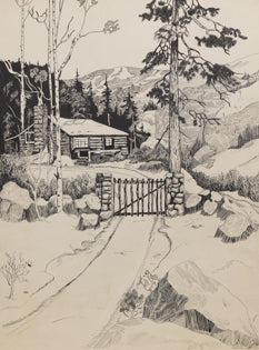 Beulah House Beardsley (1913-2001) artwork for sale. Untitled (Log Cabin in the Foothills, Colorado), Painting, 1931, Denver, Colorado, Art Gallery)