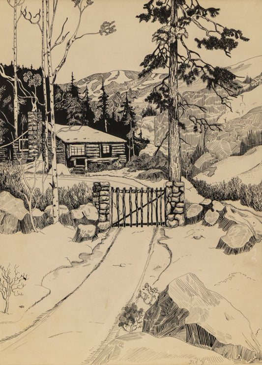 Untitled (Log Cabin in the Foothills, Colorado), Painting, 1931
