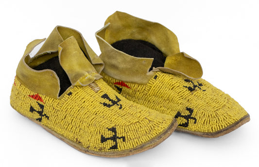 Plains Child's Moccasins Beaded with Thunderbird Motif, circa 1885