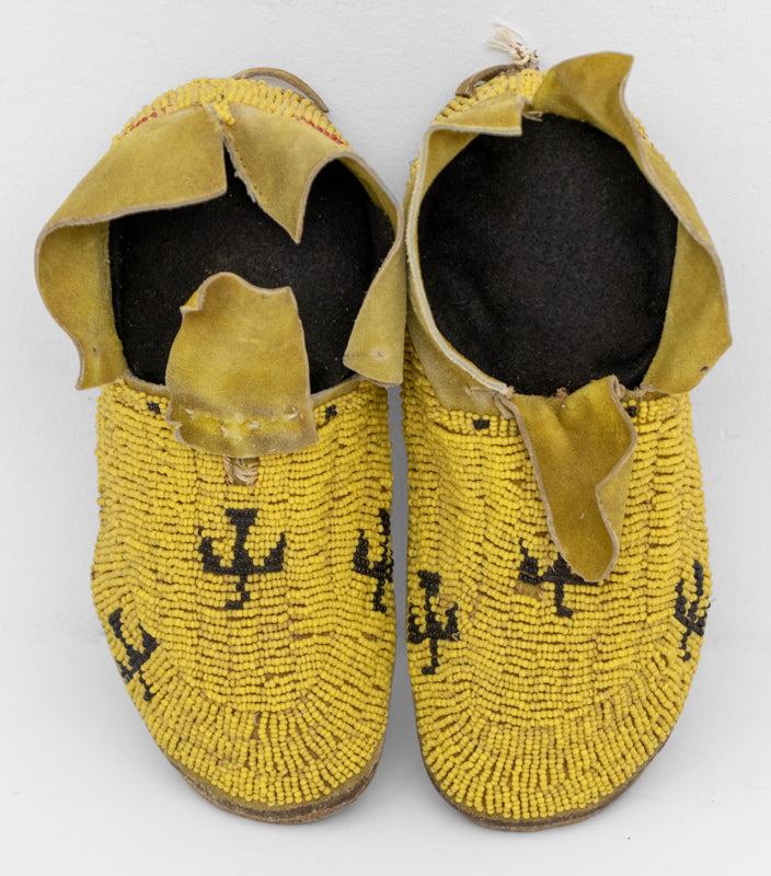 Plains Child's Moccasins Beaded with Thunderbird Motif, circa 1885