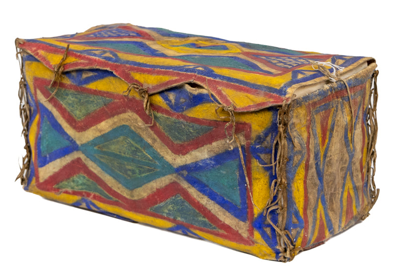 Parfleche Flat Case,
Lakota artist, probably Pine Ridge Reservation, South Dakota, circa 1900, Sioux, antique native american art, Square, Small, pigments, animal material, hide, circa 1900, 1890s, 1900s (1900-1909), 20th CENTURY (1900-1999), Trading Post Era (1900-1950) Native American Art, Transitional Period (1875-1900) , Western & Native American, 10 ½ x 10 ½ x ½ inches