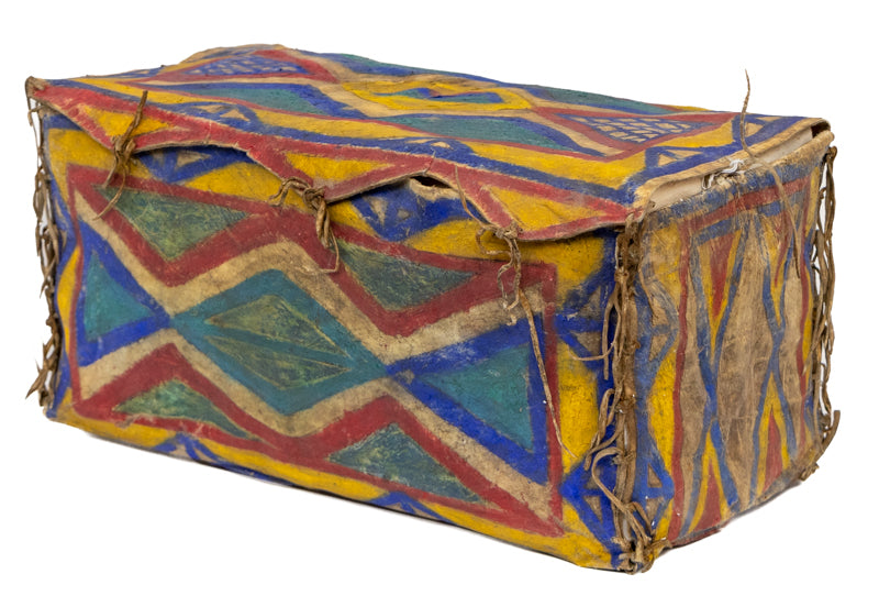 Parfleche Flat Case,
Lakota artist, probably Pine Ridge Reservation, South Dakota, circa 1900, Sioux, antique native american art, Square, Small, pigments, animal material, hide, circa 1900, 1890s, 1900s (1900-1909), 20th CENTURY (1900-1999), Trading Post Era (1900-1950) Native American Art, Transitional Period (1875-1900) , Western & Native American, 10 ½ x 10 ½ x ½ inches