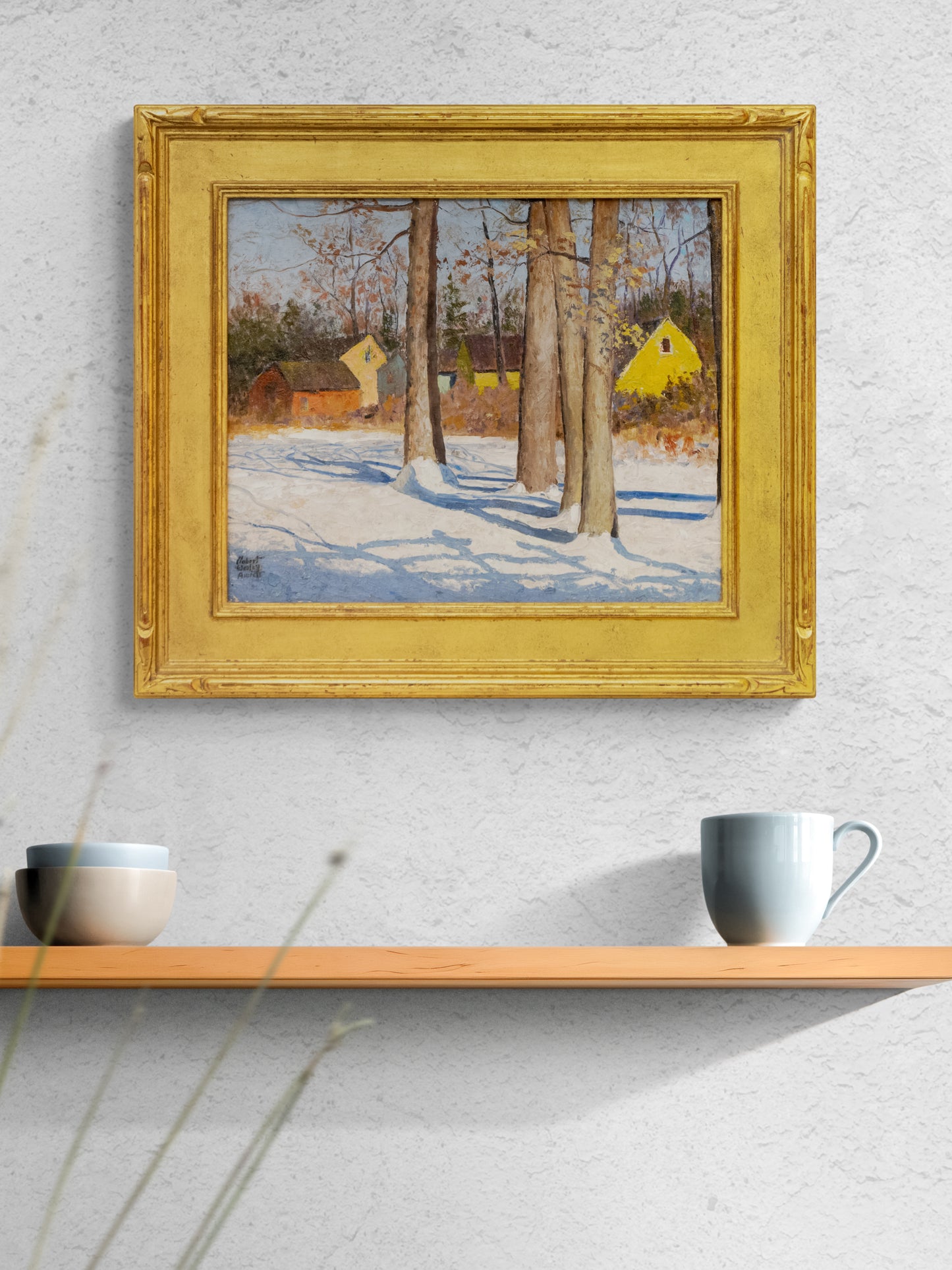 Untitled (Snowy Town Grove), Painting, circa 1935