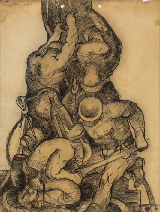 Final Study for the Lithograph of Bridge Workers No. 5 (Construction Workers Laboring), Drawing, circa 1933-1943