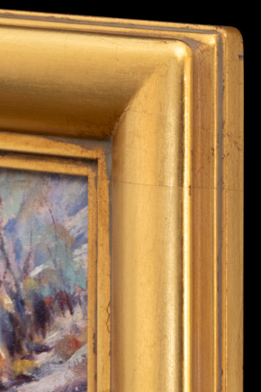 Melting Snow (Colorado Landscape with Creek and Mountains), Painting, circa 1920-1930