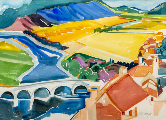Dordogne River (France), Painting, dated 1995