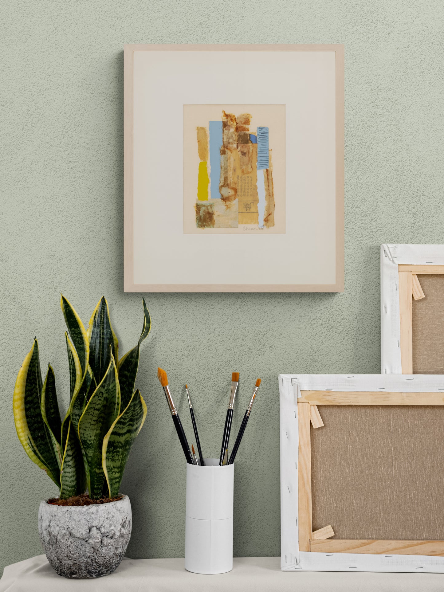 Untitled (Collage with Blue & Yellow), Collage, circa 1960-1980