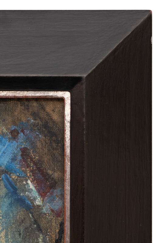 Moonrise Over Colorado Springs (Abstract composition in Green, Blue, Ochre, and Black), Painting, 1952