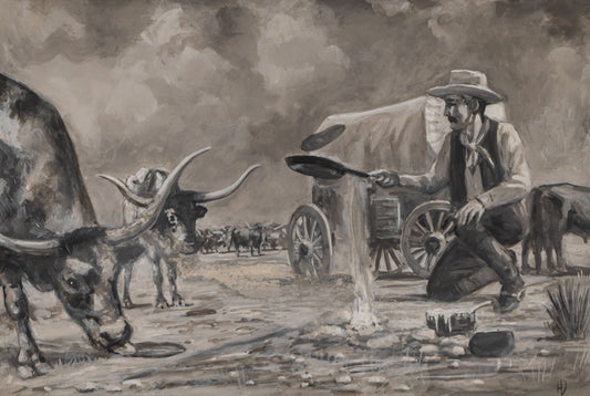 Untitled (Cowboy & Longhorns), Painting