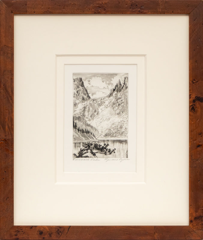Shock Corn, Print, circa 1937, Lyman Byxbe (1886-1980), vintage fine art, Horizontal, Small, Framed, etching, paper, circa 1937, 1900-1949, 1930s, 20th CENTURY (1900-1999), Lyman, Byxbe, Landscape, 7 ¼ x 9 inches