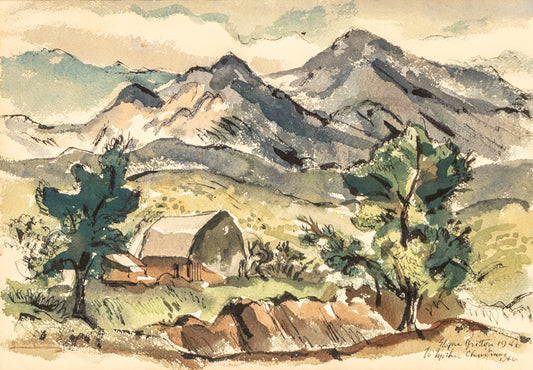 Untitled (Colorado Mountain Landscape with Barn), Painting, 1946