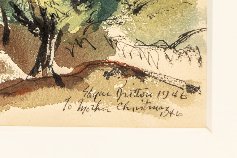 Untitled (Colorado Mountain Landscape with Barn), Painting, 1946