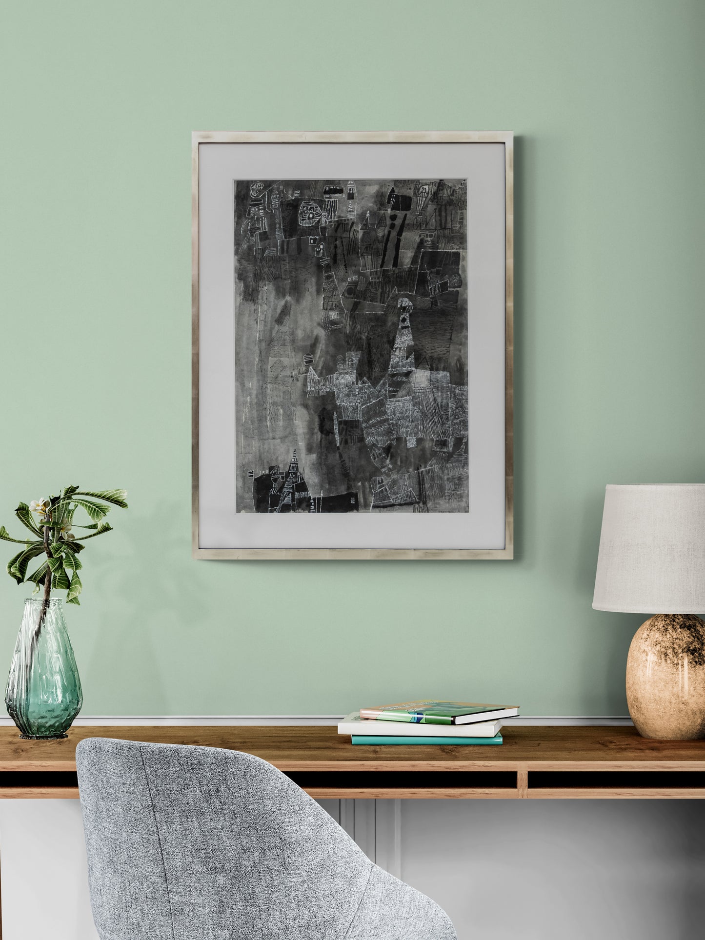 Untitled (Abstract monochrome composition in Black and White), Painting, 1985
