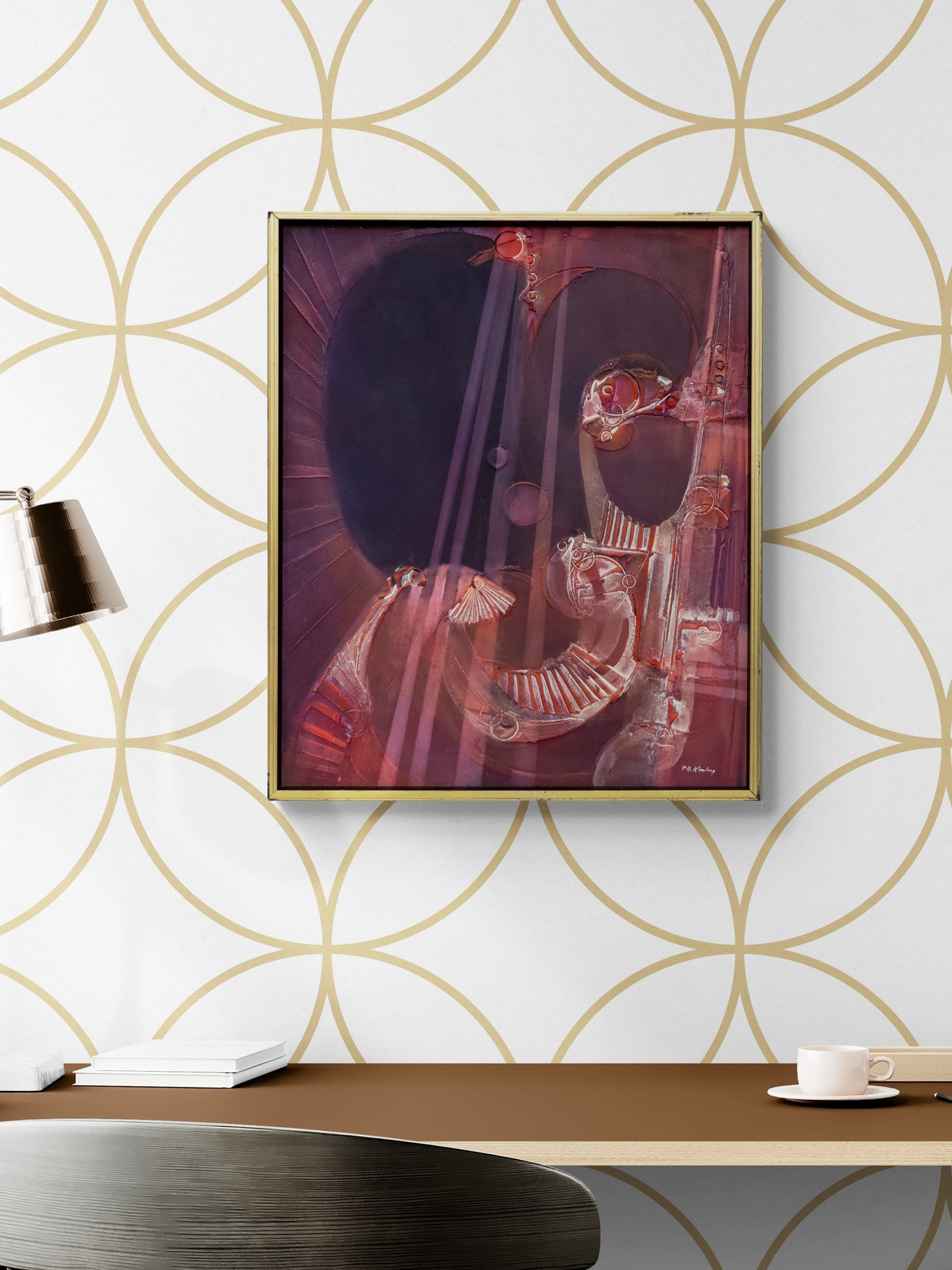 Metamorphosis (Abstract composition in Red, Mauve, and Purple), Painting, circa 1960-1970