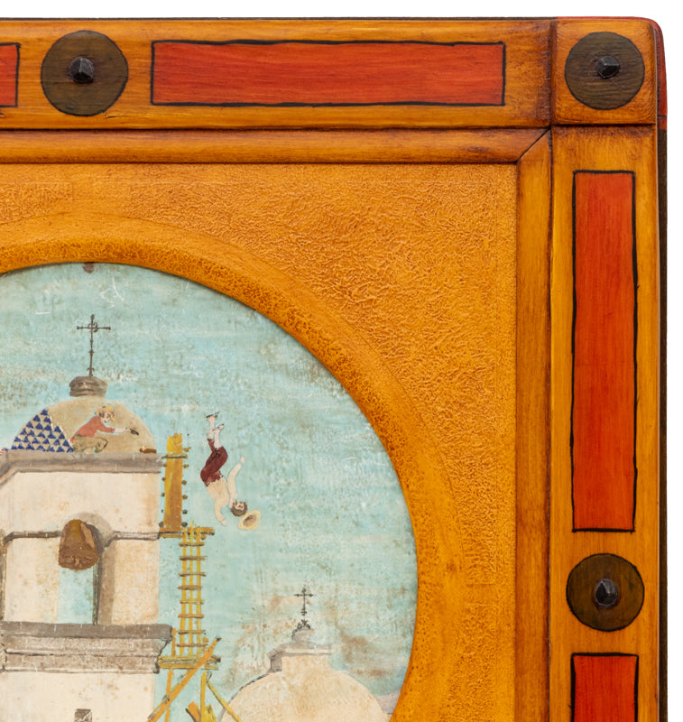 Ex Voto; Holy Tribute for the Healing from Falling off the Church Bell Tower., Retablo, dated 1934