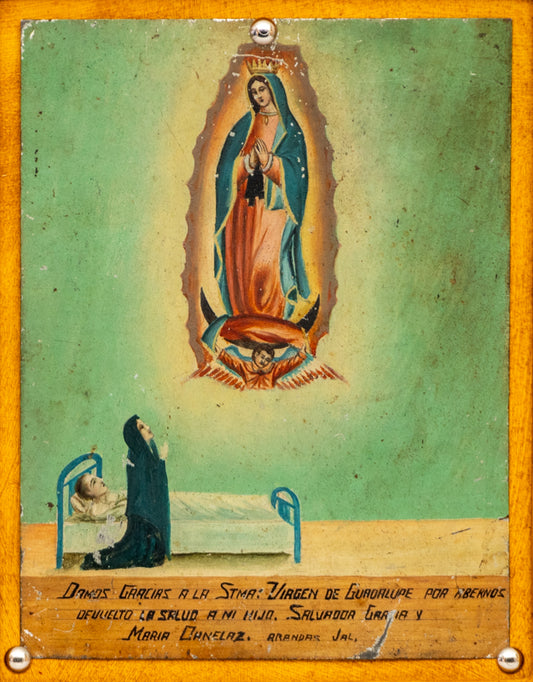 Ex Voto; Holy Tribute for the Healing of a Son, Retablo, circa 1940