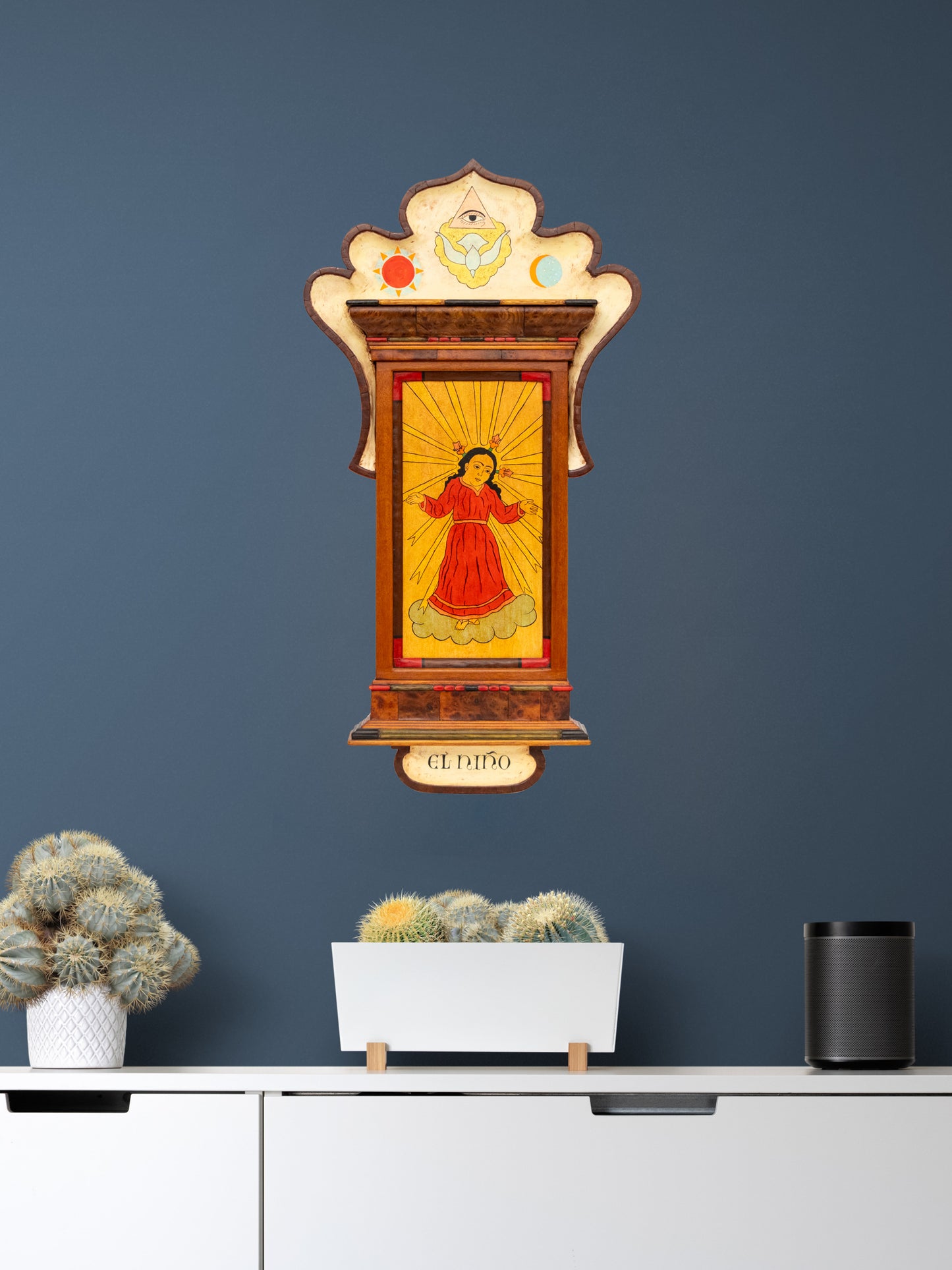 El Nino (Boy on Cloud), Retablo, dated 2021