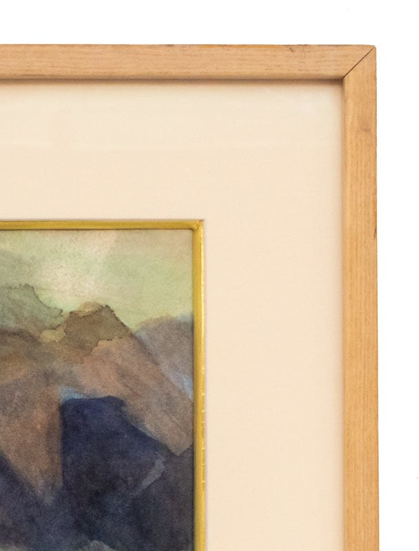 Horses by the Stream (Colorado), Painting, Ethel Magafan (1916-1993), Painting, 21 ¼ x 14 ½ inches, Shipbox: ShipBox-M, Vertical, Medium, Framed, watercolor, paper, 1950-1999, 20th CENTURY (1900-1999), Ethel, Magafan, Abstract, Animals & Wildlife, Landscape, Mountains, Women Artists, Broadmoor Art Academy - Colorado Springs Fine Arts Center, Colorado, Fine Art