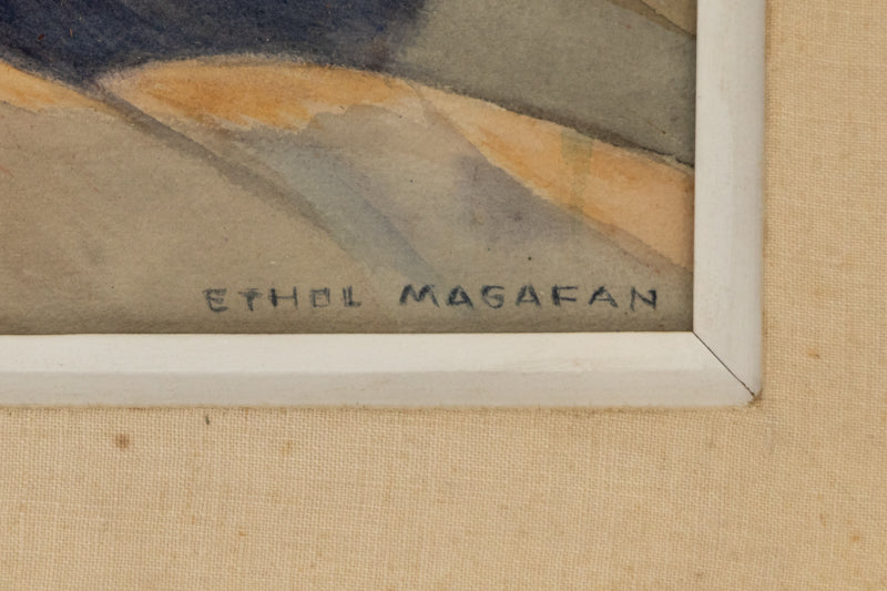 Above the Plains (Semi Abstract Colorado Landscape), Painting, circa 1970, Ethel Magafan (1916-1993), Painting, 15 ¼ x 19 ¼ inches, Shipbox: ShipBox-M, Horizontal, Small, Framed, watercolor, paper, circa 1970, 1950-1999, 1960s, 1970s, 1980s, 20th CENTURY (1900-1999), Ethel, Magafan, Abstract, Landscape, Mountains, Women Artists, Broadmoor Art Academy - Colorado Springs Fine Arts Center, Colorado, Fine Art