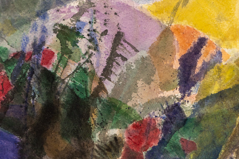 Springtime (Colorado), Painting, circa 1970, Ethel Magafan (1916-1993), Painting, 9 ¾ x 13 ¾ inches, Shipbox: ShipBox-S, Horizontal, Small, Framed, watercolor, paper, circa 1970, 1950-1999, 1960s, 1970s, 1980s, 20th CENTURY (1900-1999), Ethel, Magafan, Abstract, Landscape, Mountains, Women Artists, Broadmoor Art Academy - Colorado Springs Fine Arts Center, Colorado, Fine Art