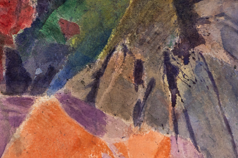 Springtime (Colorado), Painting, circa 1970, Ethel Magafan (1916-1993), Painting, 9 ¾ x 13 ¾ inches, Shipbox: ShipBox-S, Horizontal, Small, Framed, watercolor, paper, circa 1970, 1950-1999, 1960s, 1970s, 1980s, 20th CENTURY (1900-1999), Ethel, Magafan, Abstract, Landscape, Mountains, Women Artists, Broadmoor Art Academy - Colorado Springs Fine Arts Center, Colorado, Fine Art