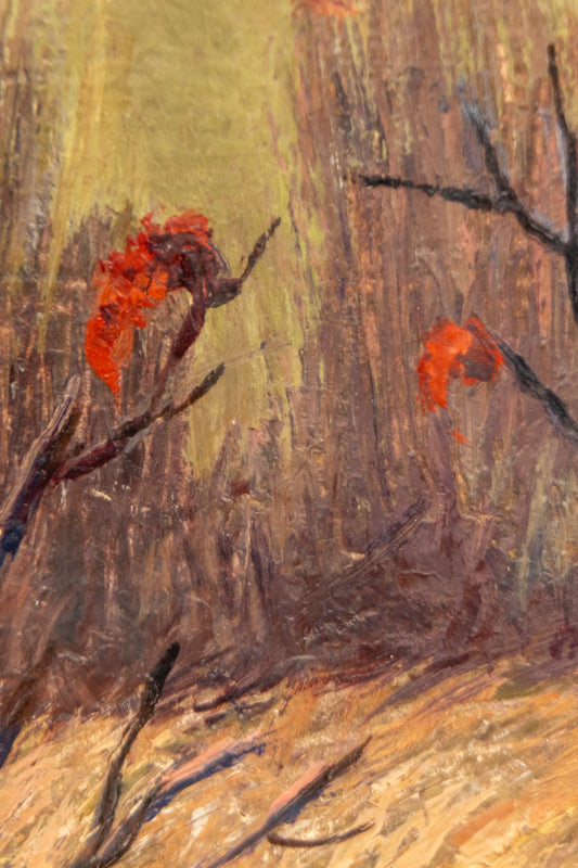 Hillside, Painting, dated 1946, Ethel Magafan (1916-1993), Painting, 10 x 12 inches, Shipbox: ShipBox-S, Horizontal, Small, Framed, oil, dated 1946, 1900-1949, 1940s, 20th CENTURY (1900-1999), Ethel, Magafan, Autumn (Fall), Landscape, Women Artists, Fine Art