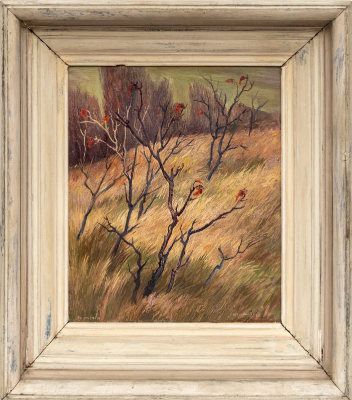 Hillside, Painting, dated 1946, Ethel Magafan (1916-1993), Painting, 10 x 12 inches, Shipbox: ShipBox-S, Horizontal, Small, Framed, oil, dated 1946, 1900-1949, 1940s, 20th CENTURY (1900-1999), Ethel, Magafan, Autumn (Fall), Landscape, Women Artists, Fine Art