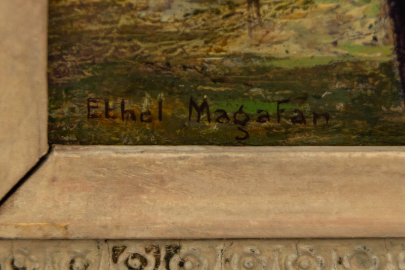 Early Spring, Painting, dated 1944, Ethel Magafan (1916-1993), Painting, 10 ½ x 13 ½ inches, Shipbox: ShipBox-S, Horizontal, Small, Framed, oil, masonite, dated 1944, 1900-1949, 1940s, 20th CENTURY (1900-1999), Ethel, Magafan, Landscape, Women Artists, Broadmoor Art Academy - Colorado Springs Fine Arts Center, Woodstock Artist Colony, Fine Art