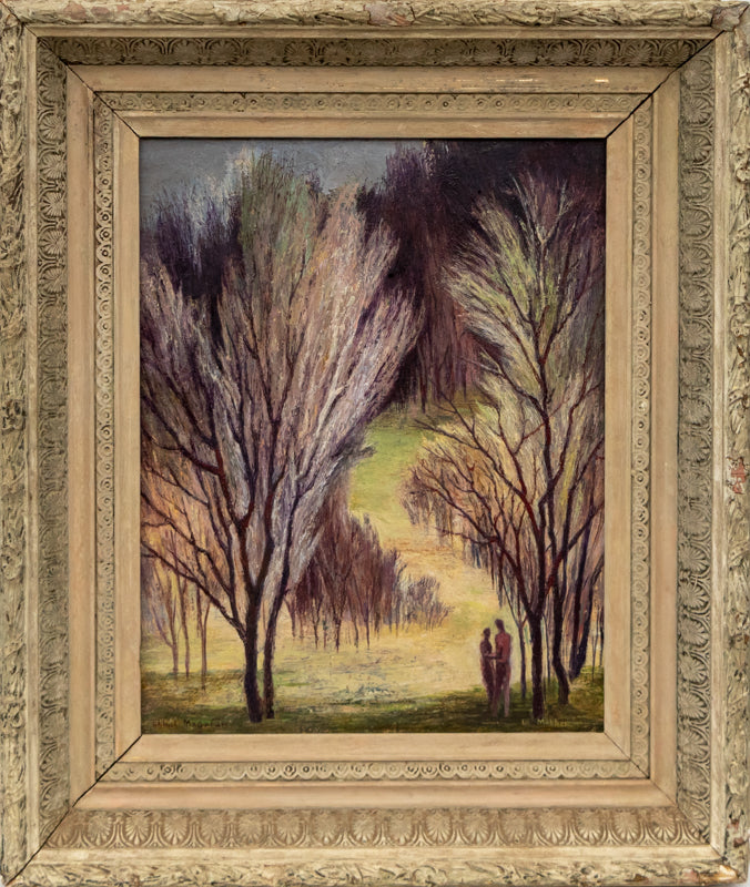 Early Spring, Painting, dated 1944, Ethel Magafan (1916-1993), Painting, 10 ½ x 13 ½ inches, Shipbox: ShipBox-S, Horizontal, Small, Framed, oil, masonite, dated 1944, 1900-1949, 1940s, 20th CENTURY (1900-1999), Ethel, Magafan, Landscape, Women Artists, Broadmoor Art Academy - Colorado Springs Fine Arts Center, Woodstock Artist Colony, Fine Art