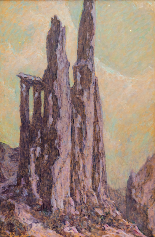 Robert Reid, Cathedral Spires (Garden of the Gods, Colorado Springs, Colorado), dated 1922, oil on canvas board Painting