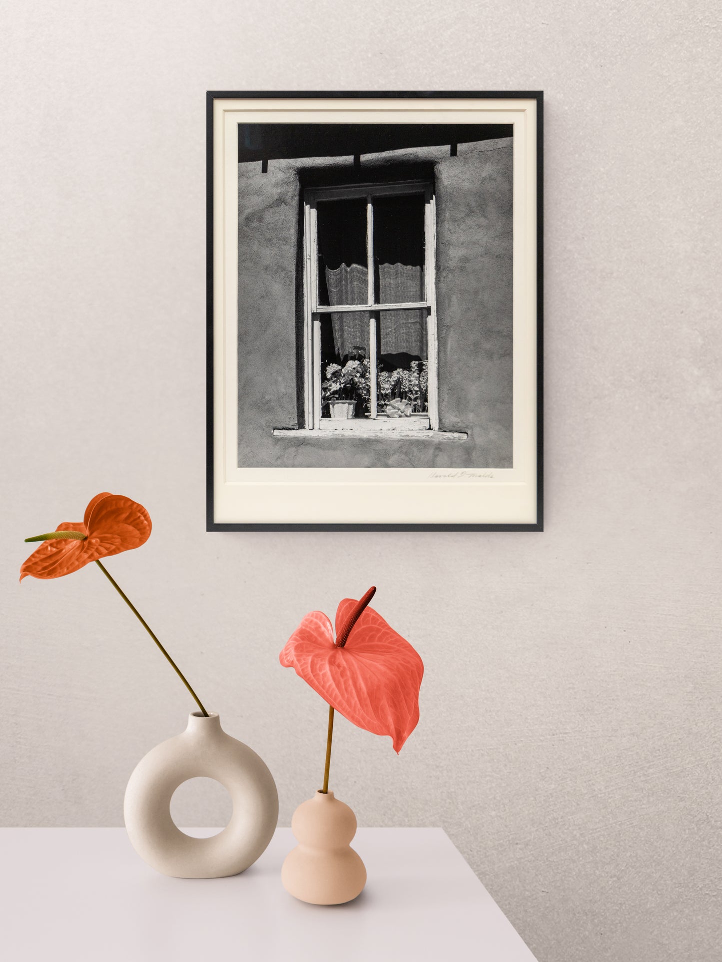 Golden, New Mexico (Window with Flowers), Photograph