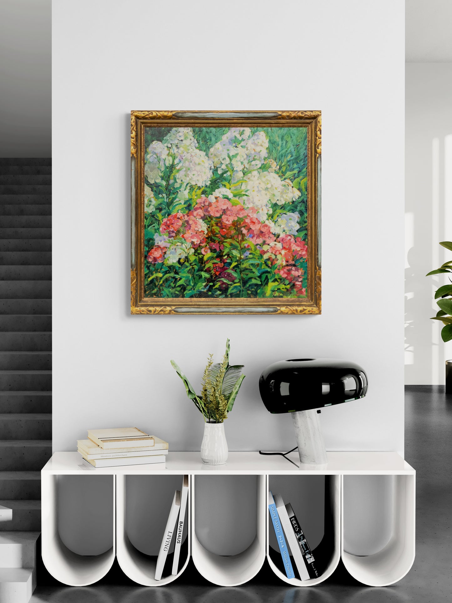 No. 2 White and Pink Phlox (Flowers in a Garden), Painting, circa 1920