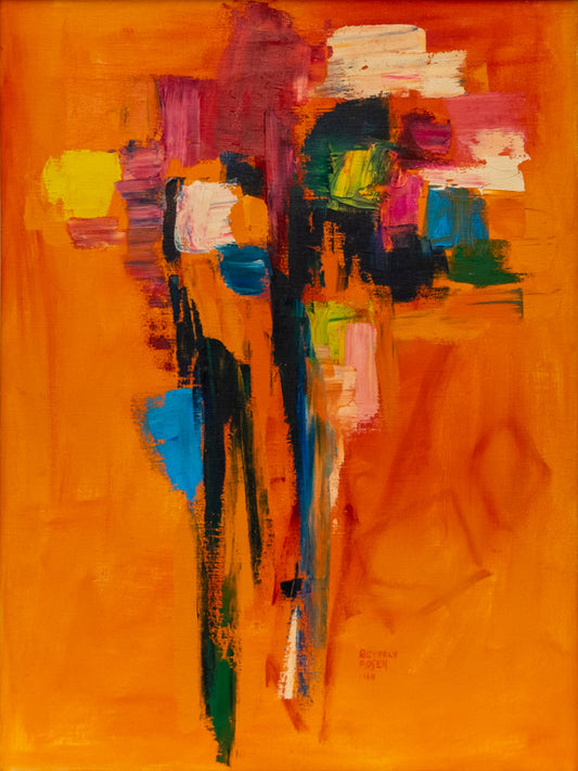 Change World (Abstract in Red, Orange, Black, Yellow, and Blue), Painting, dated 1964