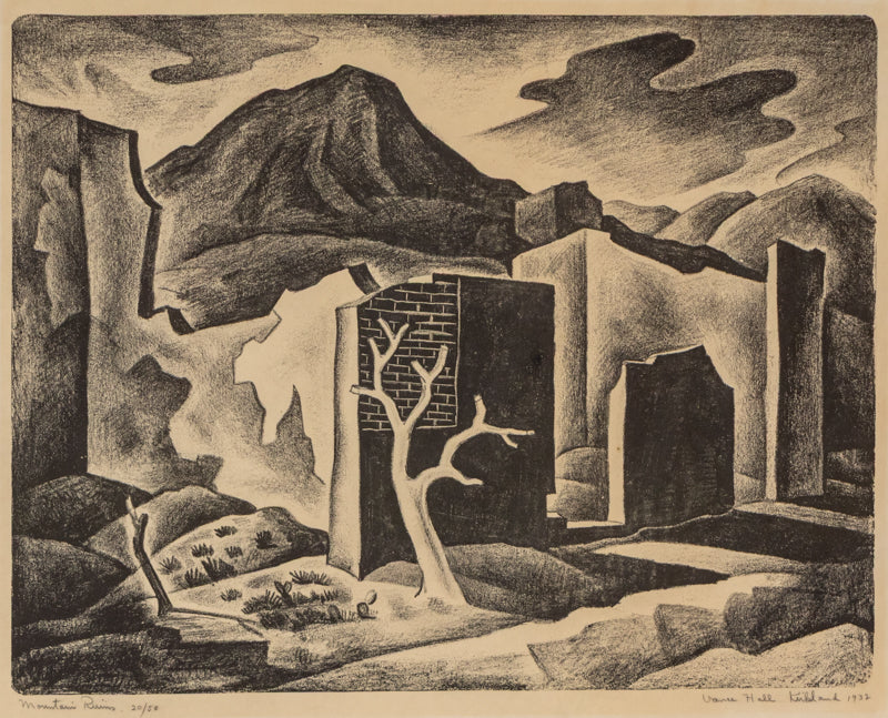 Vance Kirkland (1904-1981) artwork for sale. Mountain Ruins (Ruins of Central City, Colorado), Drawing, dated 1932, Denver, Colorado, Art Gallery)