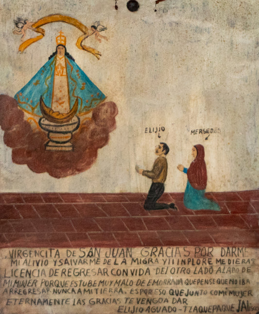 Ex-Voto; Giving Thanks to the Virgin Mary for Granting My Safe Return Home, Retablo, circa 1920