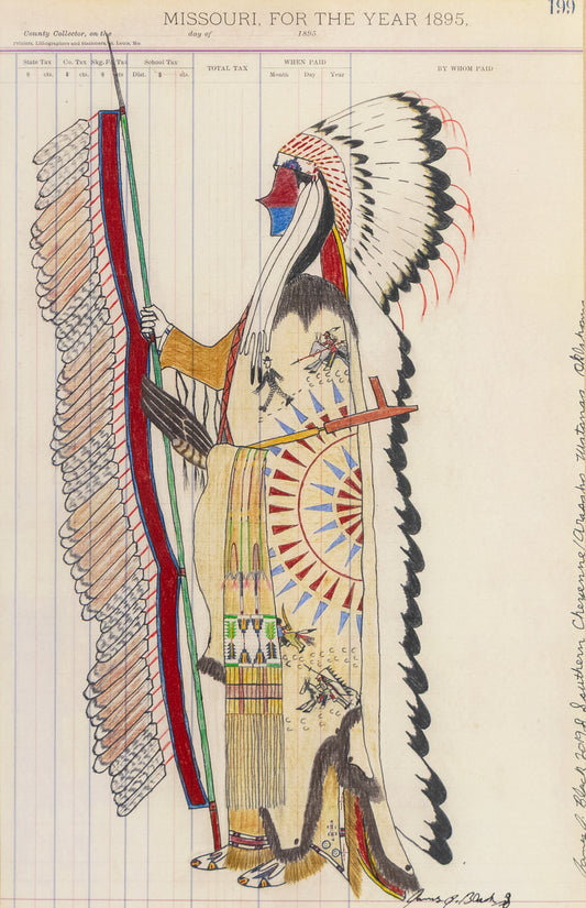 Untitled (Cheyenne Chief), Ledger Art Drawing