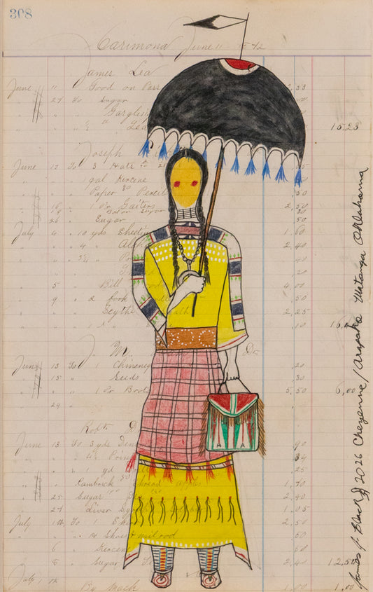 Untitled (Woman in Yellow Dress with Parasol), Drawing, dated 2026