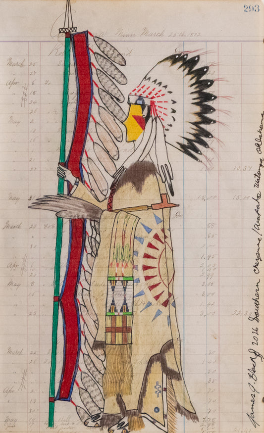 Untitled (Chief Figure with Feathers and Beaded Moccasins), Drawing, dated 2026