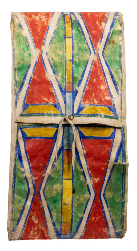 Parfleche Envelope with Double Hourglass Design, Sioux, circa 1890, pigments on rawhide Parfleche Envelope